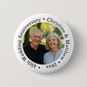 Add Your Own Couple Photo 45th Wedding Anniversary 缶バッジ (正面)