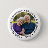 Add Your Own Couple Photo 70th Wedding Anniversary 缶バッジ (正面)