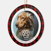 Add Your Own Dog Pets Photo Monogram Name Tartan セラミックオーナメント (左)