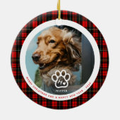 Add Your Own Dog Pets Photo Monogram Name Tartan セラミックオーナメント (裏面)