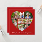 Add Your Own Greeting 8 Photo Collage Heart カード (正面/裏面インサイチュ)