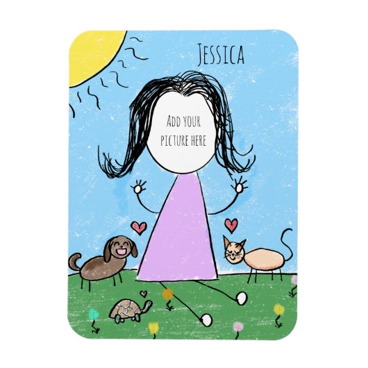 Add your own image | Cute Stick Figure マグネット (縦)