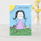 Add your own image | Stick Figure Birthday カード (黄色い花)