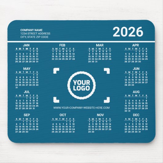Add Your Own Logo 2026 Calendar Mousepad マウスパッド (正面)
