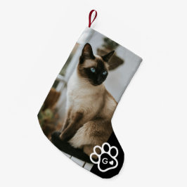 Add Your Own Photo Cat Pets Monogram スモールクリスマスストッキング