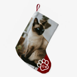 Add Your Own Photo Cat Pets Monogram スモールクリスマスストッキング