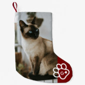 Add Your Own Photo Cat Pets Monogram スモールクリスマスストッキング (正面)