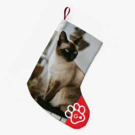 Add Your Own Photo Cat Pets Monogram スモールクリスマスストッキング