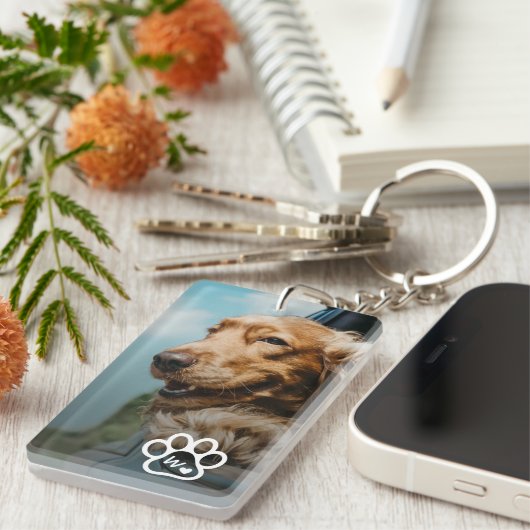 Add Your Own Photo Dog Pets Monogram キーホルダー (正面右)