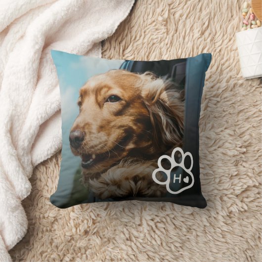 Add Your Own Photo Dog Pets Monogram クッション (ブランケット)