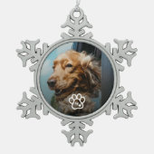 Add Your Own Photo Dog Pets Monogram スノーフレークピューターオーナメント (正面)