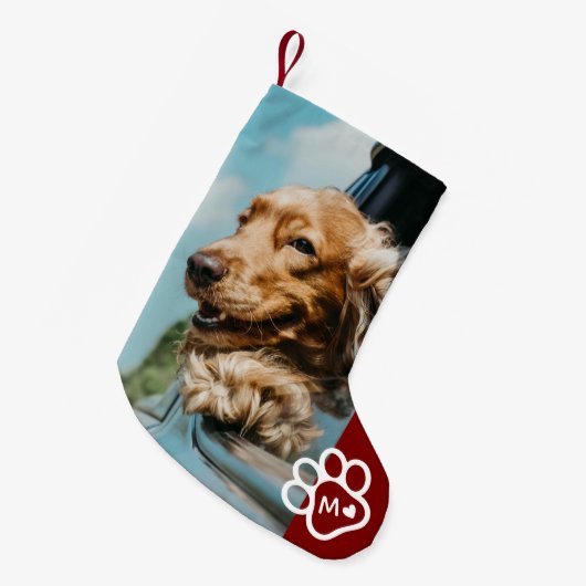 Add Your Own Photo Dog Pets Monogram スモールクリスマスストッキング (正面 (吊り時))