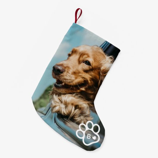 Add Your Own Photo Dog Pets Monogram スモールクリスマスストッキング (正面 (吊り時))