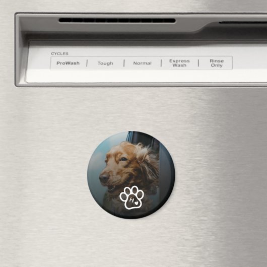 Add Your Own Photo Dog Pets Monogram マグネット (インサイチュ (食洗機))