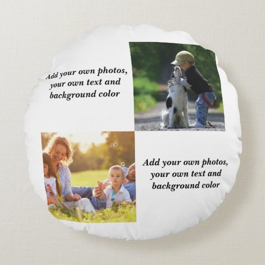 Add your own photos, text and  background throw pi ラウンドクッション (正面)