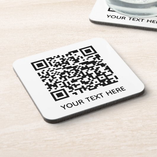Add your own QR Code text Scan Minimal Simple  コースター (左側)