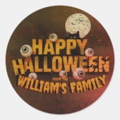 Add Your Own Words Custom Halloween Monster ラウンドシール (正面)
