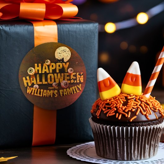 Add Your Own Words Custom Halloween Monster ラウンドシール