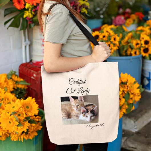 Add Your Photo Cat Lady Gym Tote Bag トートバッグ