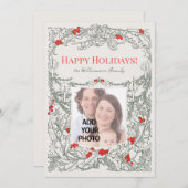 Add Your Photo Classical Christmas Holiday Card シーズンカード (正面/裏面)