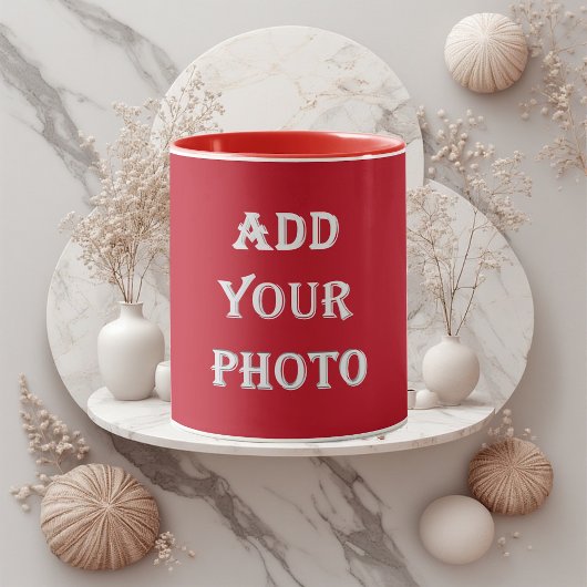 Add Your Photo Romantic Red Personalized NewlyWeds マグカップ