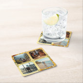 Add Your Photos, Golden Flowers Wedding Suite,  スクエアペーパーコースター (インサイチュ)