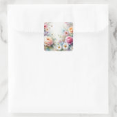 Add Your Text Blank Template Watercolour Flowers スクエアシール (バッグ)