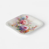 Add Your Text Custom Template Watercolor Flowers ペーパープレート (傾斜あり)