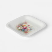 Add Your Text Elegant Template Watercolor Flowers ペーパープレート (傾斜あり)