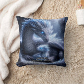 Add Your Text Name, Blue Ice Dragon & Baby in Cave クッション (ブランケット)
