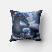 Add Your Text Name, Blue Ice Dragon & Baby in Cave クッション (裏面)