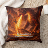 Add Your Text Name Fire Dragon with Sword Reforged クッション (ブランケット)