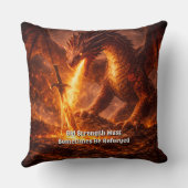 Add Your Text Name Fire Dragon with Sword Reforged クッション (裏面)