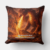 Add Your Text Name Fire Dragon with Sword Reforged クッション (正面)