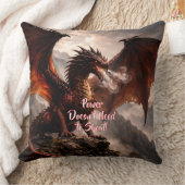 Add Your Text - Red Winged Fire Dragon with Smoke クッション (ブランケット)