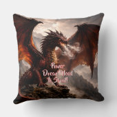 Add Your Text - Red Winged Fire Dragon with Smoke クッション (裏面)
