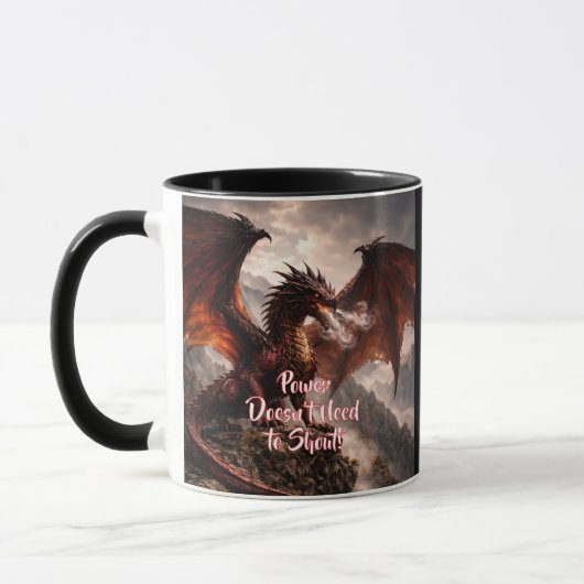 Add Your Text - Red Winged Fire Dragon with Smoke マグカップ (左)