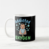 Addicted To Oxygen Baby Funny Bubbles Quote Gift コーヒーマグカップ (左)