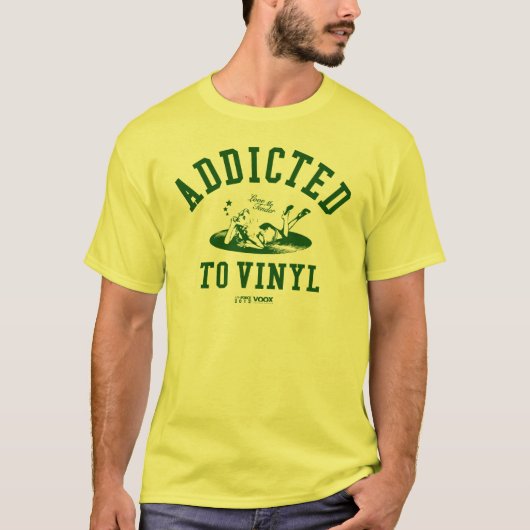 Addicted to vinyl (green) tシャツ (正面)