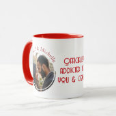 Addicted To You & Coffee Quote Round Shape Photo マグカップ (正面左)