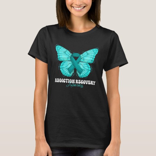 Addiction Recovery Awareness Month Teal Ribbon But Tシャツ (正面)