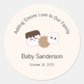 Adding S'more Love Invitation, Baby Shower ラウンドシール (正面)