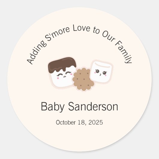 Adding S'more Love Invitation, Baby Shower ラウンドシール (正面)
