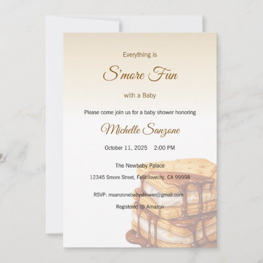 Adding S'more Love Invitation, Baby Shower 招待状 (正面)