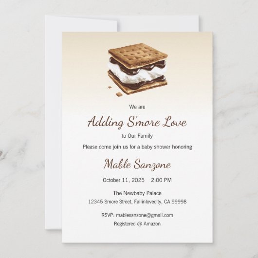 Adding S'more Love Invitation, Baby Shower 招待状 (正面)