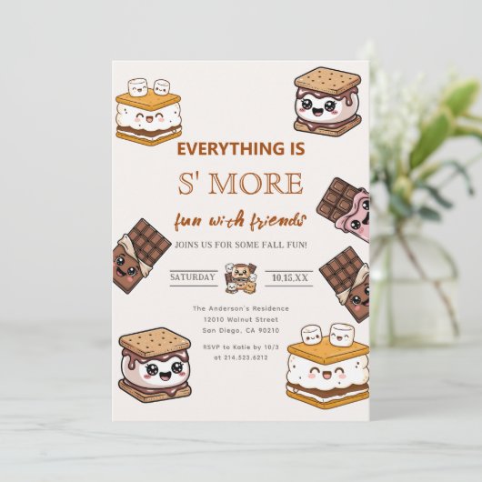 adding S'more to Love marshmallow Baby Shower 招待状 (スタンド正面)