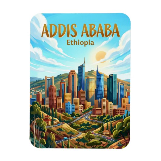 Addis Ababa Skyline Ethiopia マグネット (縦)