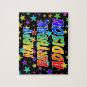 「ADDISON」名、おもしろい「ハッピーバースデー」 ジグソーパズル (縦)