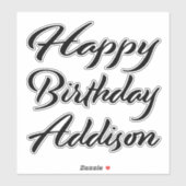 Addison Name Vorname black Sticker Geburtstag シール (シート)
