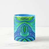 ADDISON ~ Zany 3D Fractal ~ Blue Green Mug マグカップ (中央)